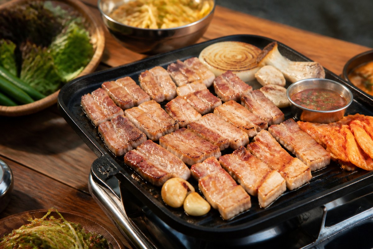한돈 삼겹살 — 가을캠핑구이